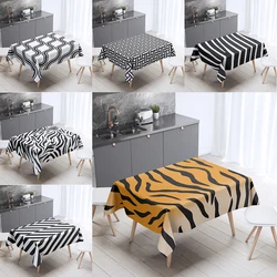 Leopard zebra print pattern tablecloth home living room decoration rectangular  anti-fouling dust cover