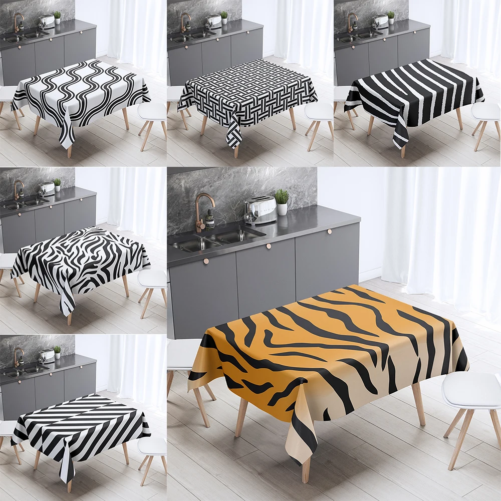 Leopard zebra print pattern tablecloth home living room decoration rectangular  anti-fouling dust cover 