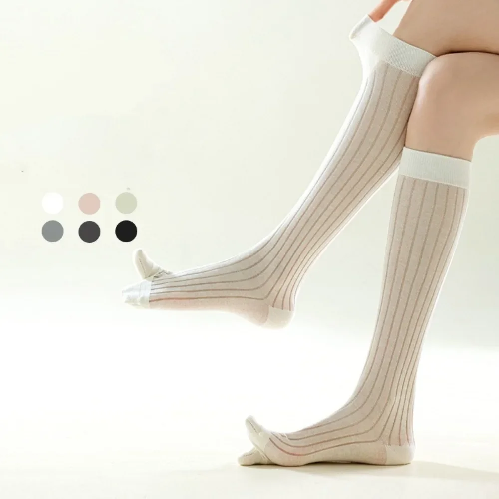 Modische Dünne Zwei-Zehen-Strümpfe Kniehohe Harajuku JK Wadenlange Socken Einfarbige Halbstrümpfe Damen Lolita JK