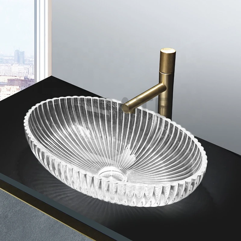 

New arrivals oval shape ultra luxury crystal sink table top wash basin glass above counter lavabo crystal bathroom basin