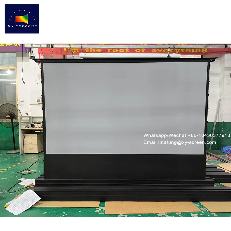 XY Screen High Qualified Electric Floor Rising 4K ALR Grey Crystal Rollable Projection Screen for Hisense C2 Ultra Projector