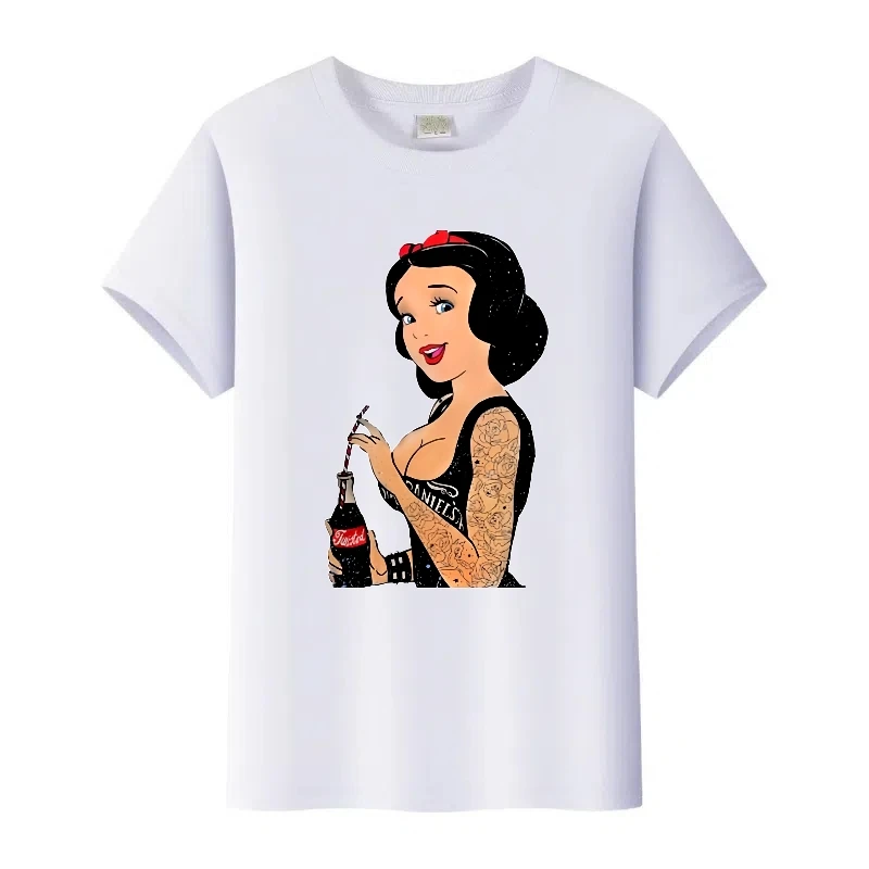 

Fashion Disney Princess Graphic Woman T-Shirt Kids Tees Hip Hop Tshirt Short Sleeves Tops Gothic Clothes Harajuku Family Blouses