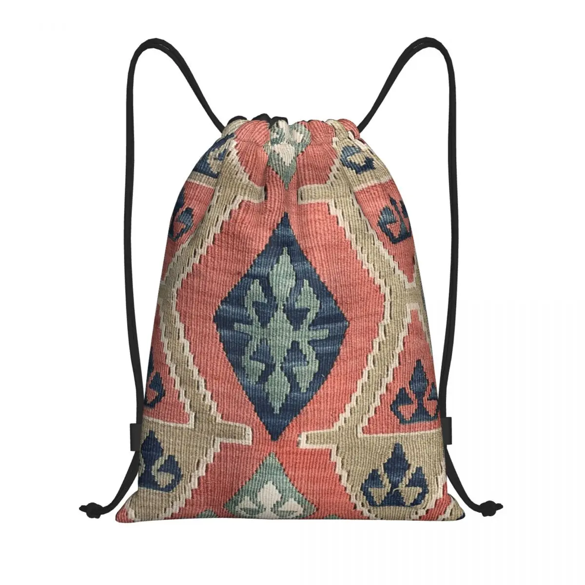 

Custom Navaho Weave Turkish Ethnic Kilim Drawstring Bag for Shopping Yoga Backpacks Men Women Sports Gym Sackpack