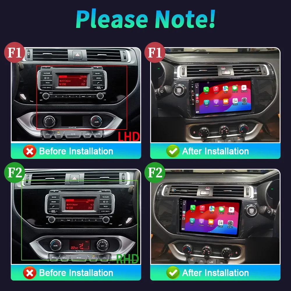 NEW Android 14  Kia RIO K3 2015-2017 Car Radio Multimedia Navigation 4G GPS Wireless Apple CarPlay Touch Screen Bluetooth Stereo