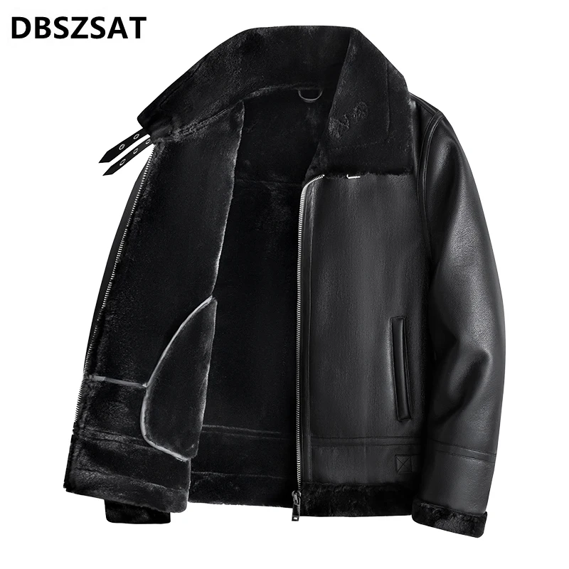 2027 XK Leather Jacket Men Winter Fleece Motorcycle PU Leather Jacket Mens Stand Collar Casual Windbreaker   Coat 5XL