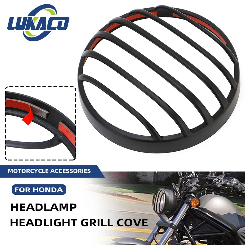 

Black Motorcycle Accessories Headlight Grill Cover Front Head Light Lamp Guard ABS Fit For Honda Rebel CMX 300 CMX300 2017-2023