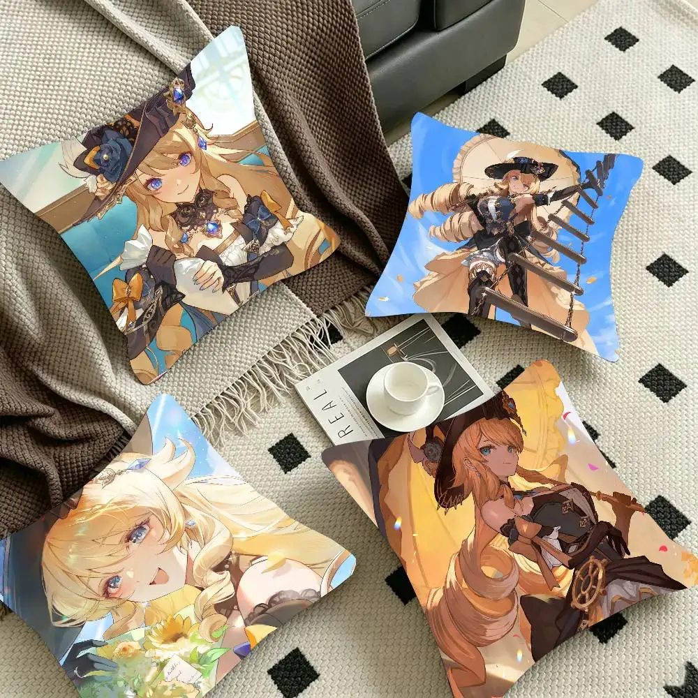 Navia Anime Genshin Impact Pillow Case Fashion Square Pillowcase Bedroom Sofa Room Ins Decoration Leisure