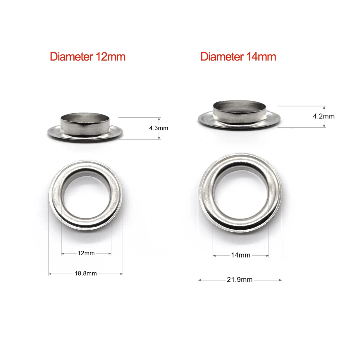 30sets 12mm 14mm Brass Material Silver Flat Edge Grommet Eyelet With Washer Fit Leather DIY Craft Shoes Belt Cap Accessories