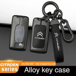 Zinc Alloy Leather Car Flip Remote Key Case Cover Protector Shell Fob For Citroen C1 C2 C3 C4 C5 XSARA PICA Auto Accessories