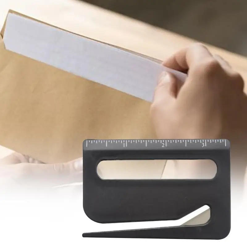 1PCS Letter Opener Envelope Mail Slitter With Razors Wrapping Cutter Box Opener With Pointed End, Magnifying Glass, Ruler