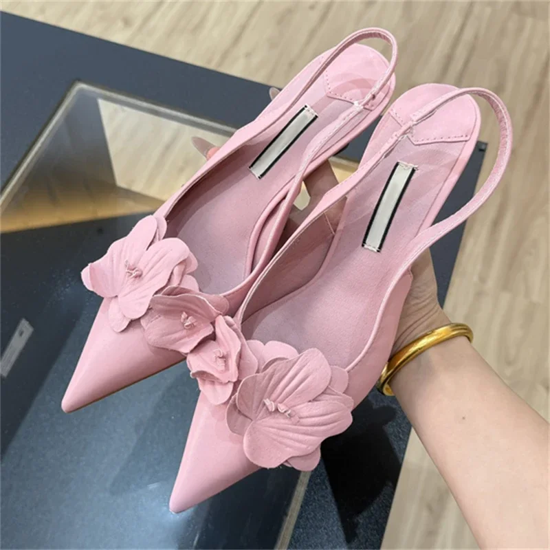 

Aneikeh Spring Patent Leather Sexy High-heeled Pointed Slingbacks Pumps Women Summer Butterfly Bow Banquet Ladies Shoes