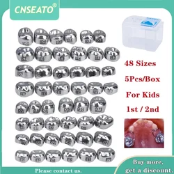 5Pcs Dental Crown Kids Primary Molar Teeth 1st 2nd Stainless Steel Pediatric Temporary Crowns Dentist for Upper/Lower Left/Right