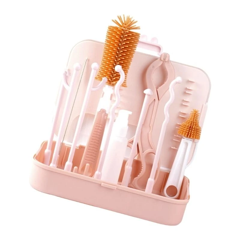 

J15U Baby Bottle Brush Set Cleaning Tool with Brush Empty Bottle Bottle Drying Rack Baby Bottle Cleaner Baby Essential