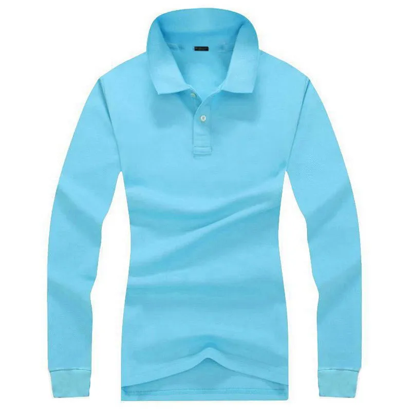 High Quality New Long Sleeve Pure color Polo Shirts  Casual Women Lapel T-Shirt Cotton Women Fashion Fit Tops Tee