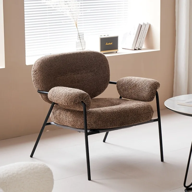 Lamb fleece sofa chair single creative backrest casual light luxury can sleep cream wind lazy chair