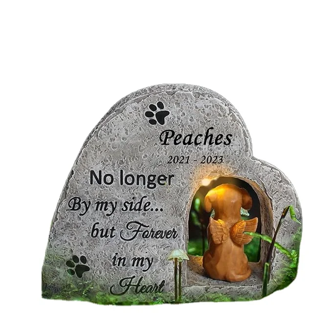 

Puppy Statue Headstone with Angel Custom Dog Grave