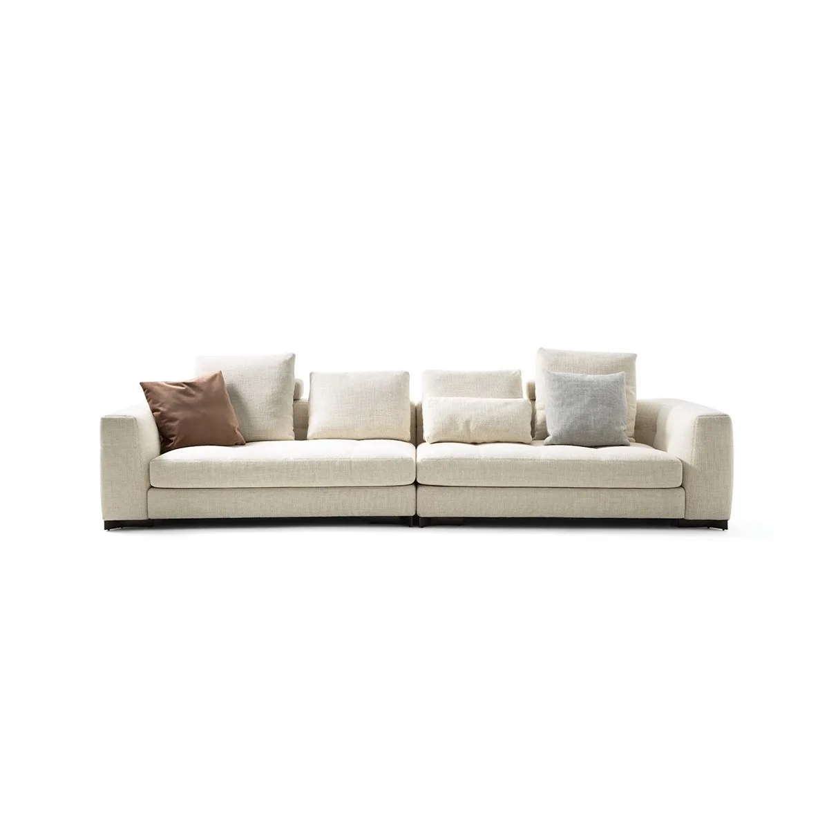 Minimalist leather sofa living room modern simple first layer cowhide light luxury straight row combination