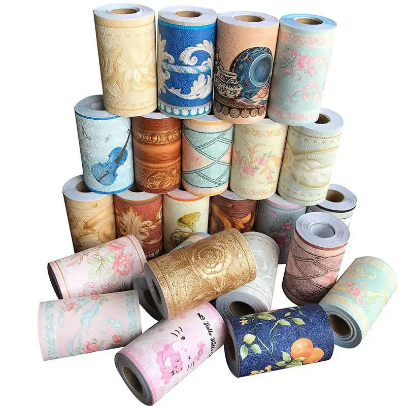 5M Self-adhesive Waist Line Wallpaper Waterproof PVC Wall Border Baseboard Stickers Decals Home Decoration