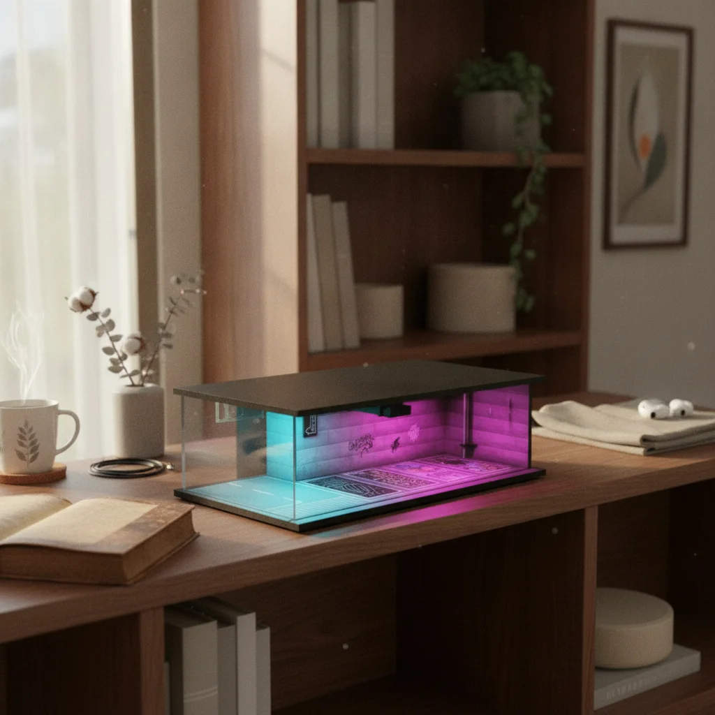 

Scale Model Garage Battery Powered Futuristic Garage Display Futuristic Car Display Case PVC Base