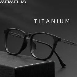 MOMOJA New Fashion Ultra-light TR90 Eyewear Retro Round Small Pure Titanium Optical Prescription Eyeglasses Frame Men and Women