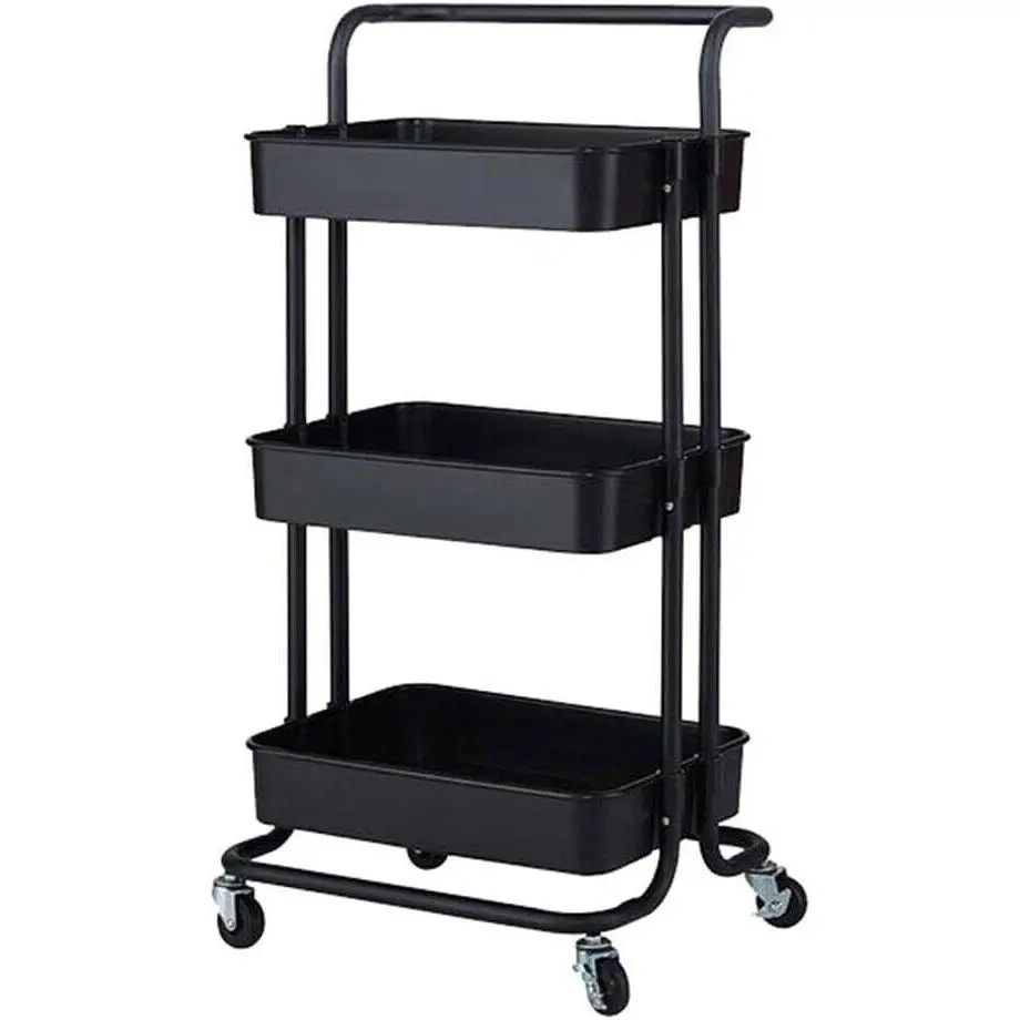 3-Tier Opvouwbare Keuken Utility Cart Starley, Wiel Serveerrek, Huis Keuken Decoratie Meubels