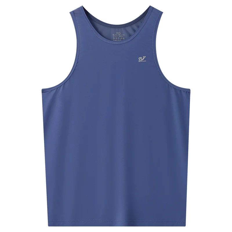 Summer Ice Silk Sleeveless Men T Shirt Mesh Breathable Quick Drying Thin Sports Undershirt Round Neck Elastic Tank Top Singlets