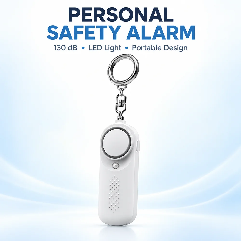 Personal Safety Alarm For Women, 130dB Portable Keychain Alarm With LED Light, Night Walking Self Defense Siren