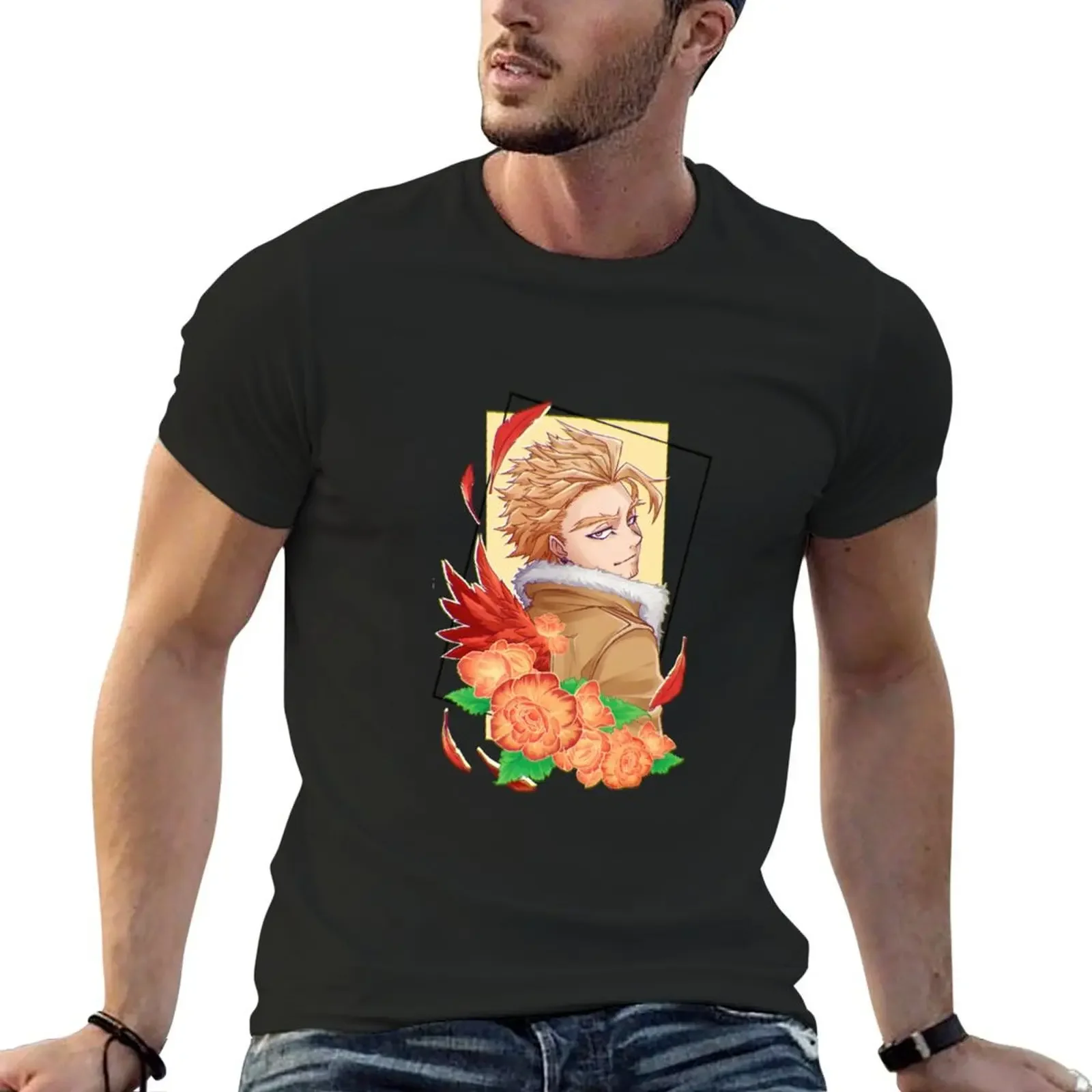 BNHA Hawks in Begonia flowers T-Shirt vintage aesthetic clothes mens white t shirts