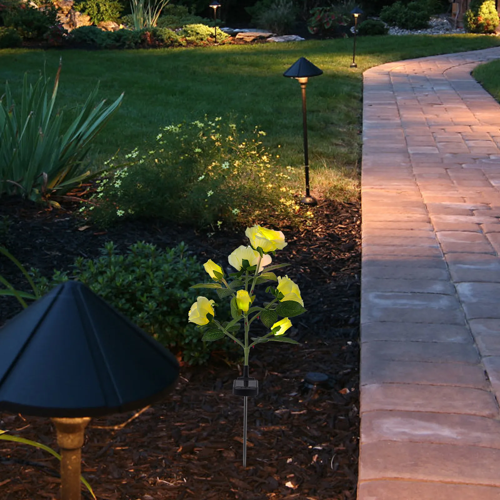 1Set Solar Lawn Lamp Outdoor Garden Decorative LED Lamp Yard Ground Inserting Light Elegant Taste Enhancing Solar