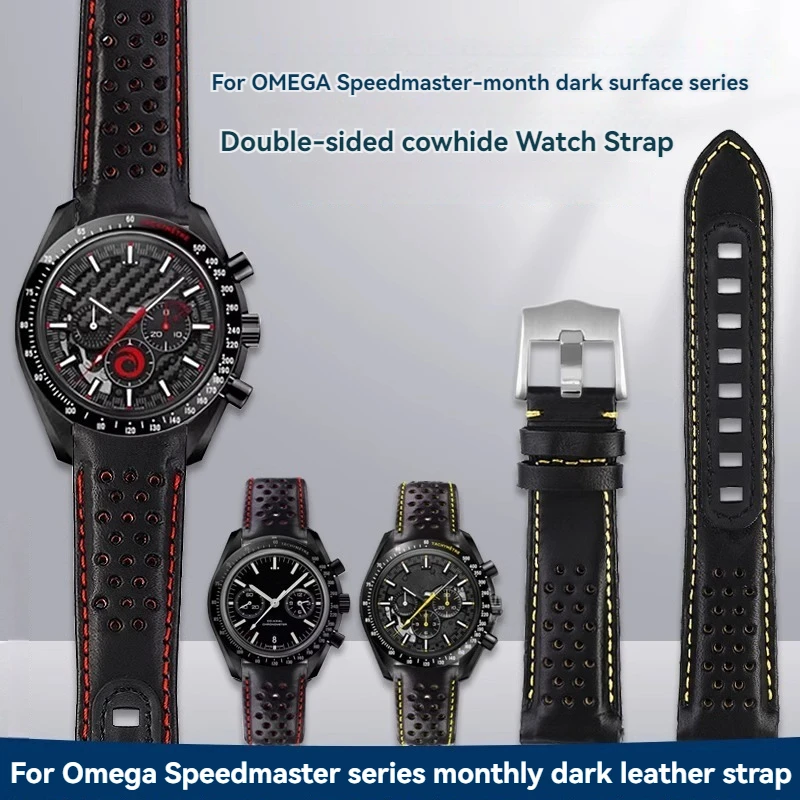 21mm Calfskin Watch Strap For Omega Super Series 311.92 Dark Face Apollo 8 Cowhide Lea-ther Watch Strap 311.92.44 Wristband