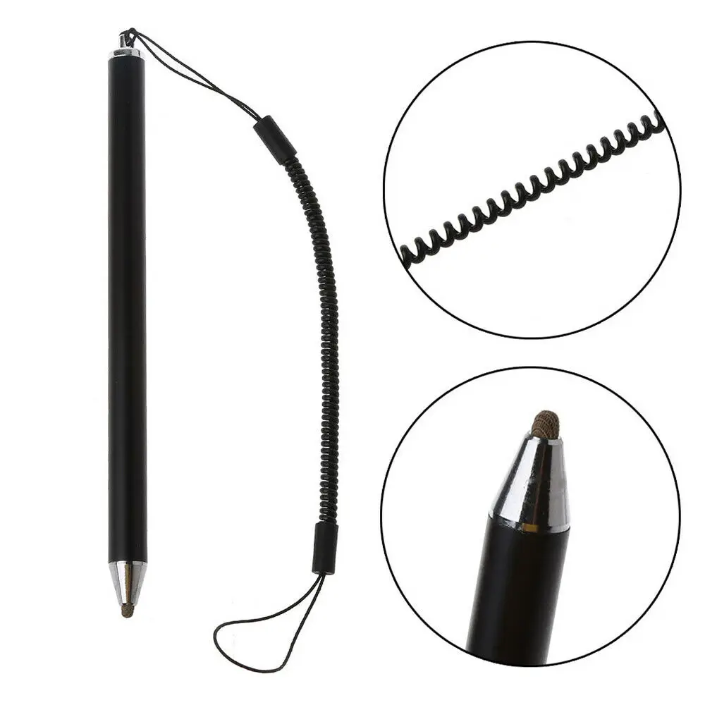 Anti-lost Lanyard Touch Screen Stylus Pen Mesh Micro Fiber Tip Pen for Smart Phone Tablet Black