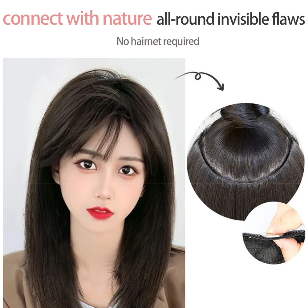 Synthetic Hair Extensions One-pieces Clip Wig Invisible u-type Short Straight Extension Women Hairpieces Half Wig Female