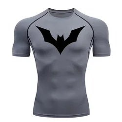 Camisa de compressão masculina manga curta verão t-shirt esportes secagem rápida top musculação t-shirt treino longo roupas esportivas 2099