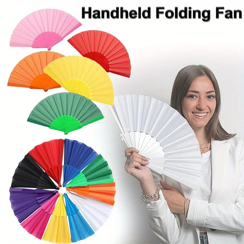 20-Pack Colorful Handheld Folding Fans Elegant Portable Plastic DIY Craft Fans for Weddings Bridal Parties Crafts Dancing Fans