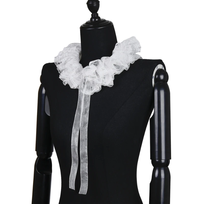 Vintage Lace Ruff Collar & Lace Cuffs Set, Baroque Court Neck Ruff, Stage Photoshoot Costume Accessory