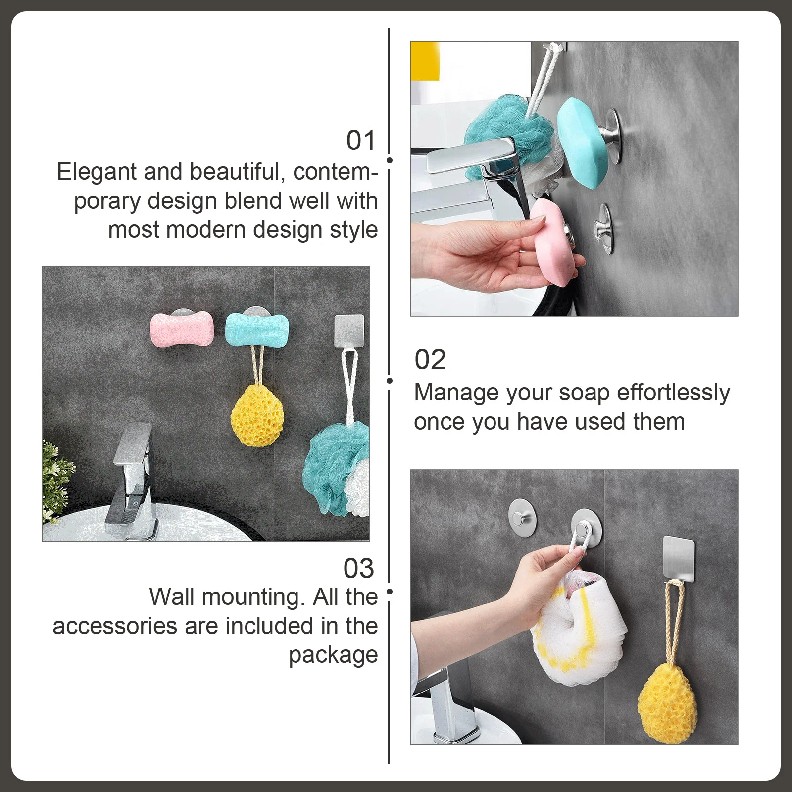 5 X5cm Soap Design Dispenser for Bathroom Holder Holders Sucker Silver Organizer