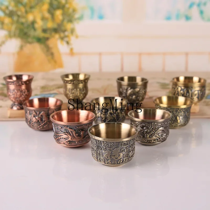 CLL high-grade bronze Kung Fu tea set teacup Chinese wedding banquet wine set Longfeng tea set business gift
