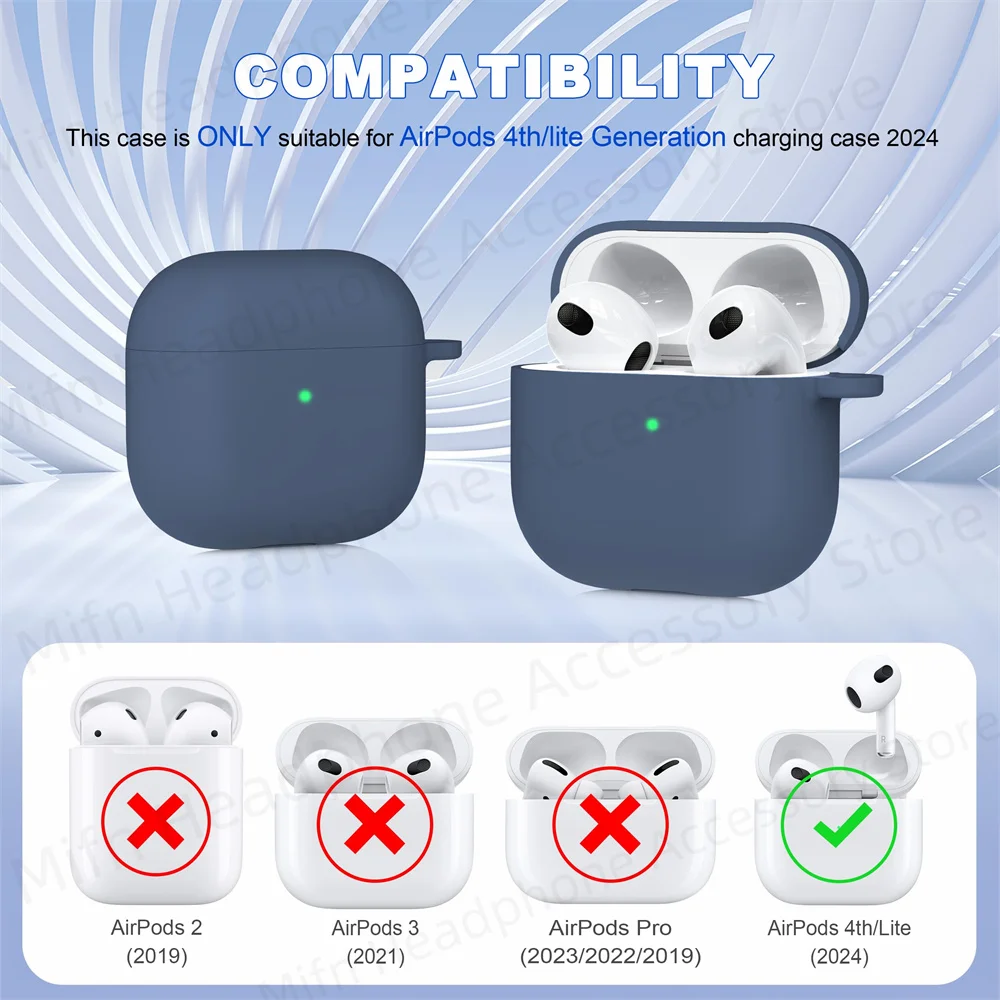 silicone case for Airpods 4（2024）/Apple AirPods 4 with Active Noise Cancellation earphone Cases with cleaning kit for Airpods 4