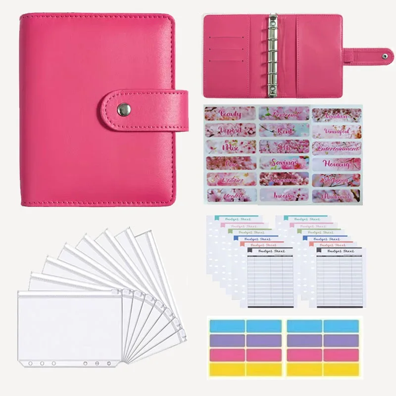 A7 Budget Binder Set - Mini Money Organizer for Cash Saving,  Stuffing Envelope System with Binder Pockets, Sheets and Stickers