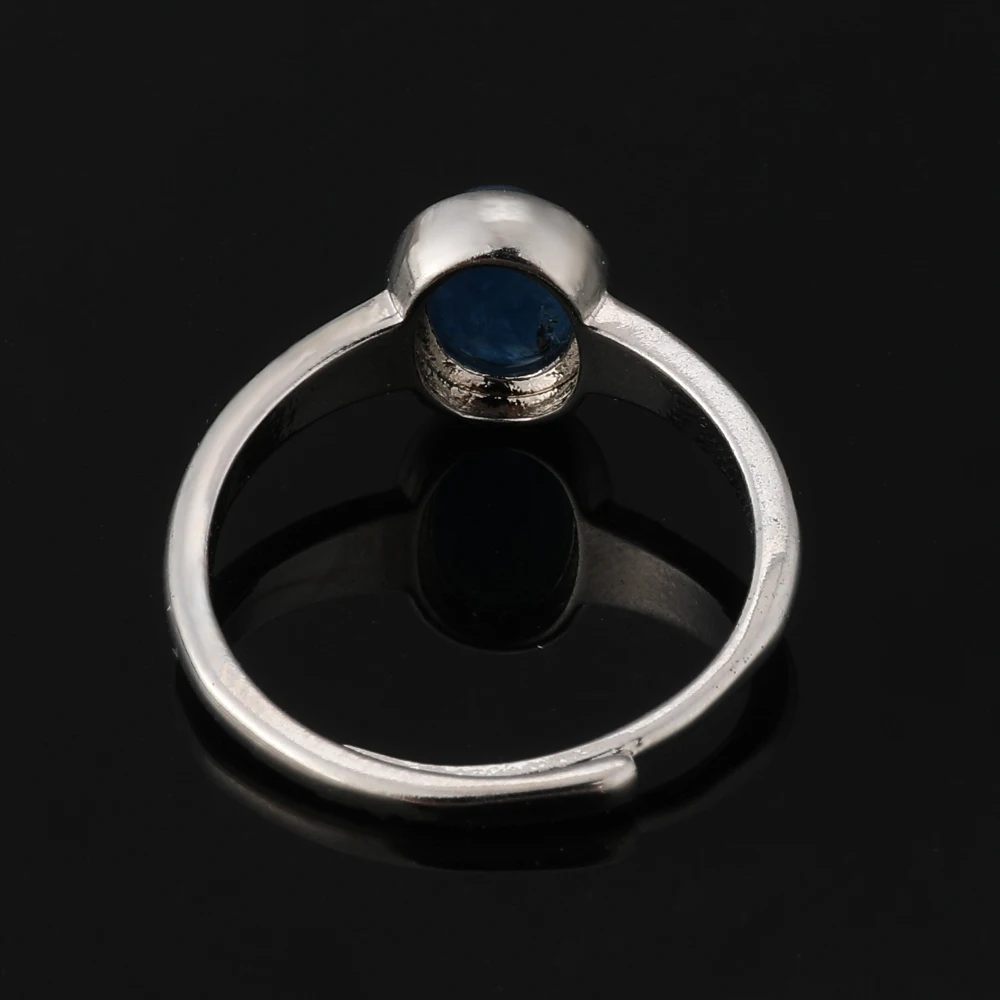 100% natural sapphire sapphire ring, suitable for women adjustable copper-plated silver oval gem ring, for parties and gifts