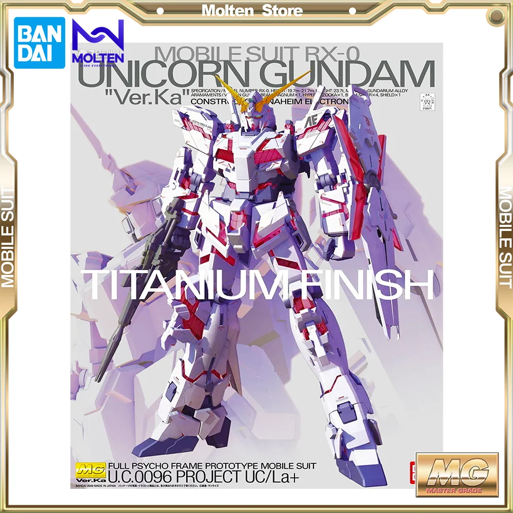 BANDAI MG Unicorn Gundam Ver.Ka Titanium Finish 1/100 Scale Mobile Suit Gundam UC Gunpla Model Kit Assembly Anime Action Figure