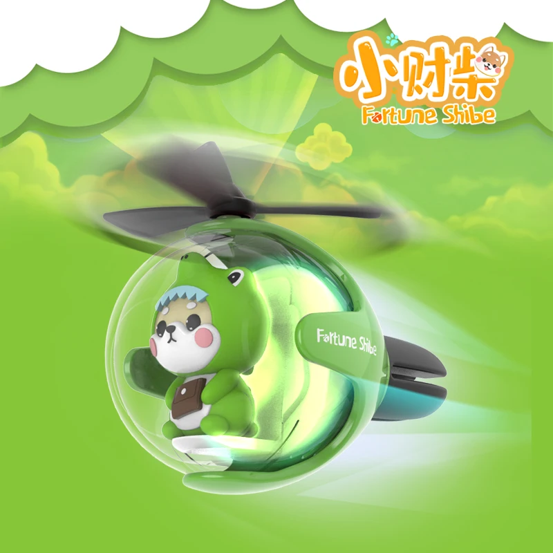 Xiaocai Chai Car Air Outlet Aromatherapy Cute Cartoon Chai Dog Pilot Spiral Propeller Small Flying Fan Flying Ball Car Interior