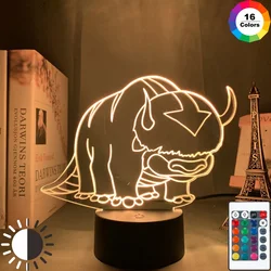 Veilleuse Avatar le dernier maître de l'air pour enfants, décor de chambre d'enfant, lampe 3D en acrylique, la légende d'Aang, figurine Appa, veilleuse de table