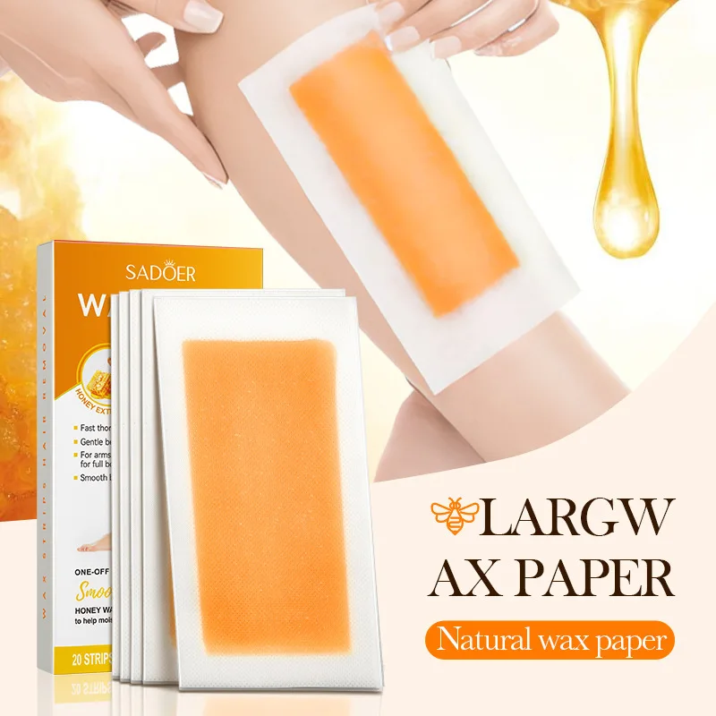 20 Pieces=10 Sheets SADOER Hair Removal Wax Strip Paper Aloe Vera Honey Rose Mild Double-Sided Hair Removing Cream Wax Strips