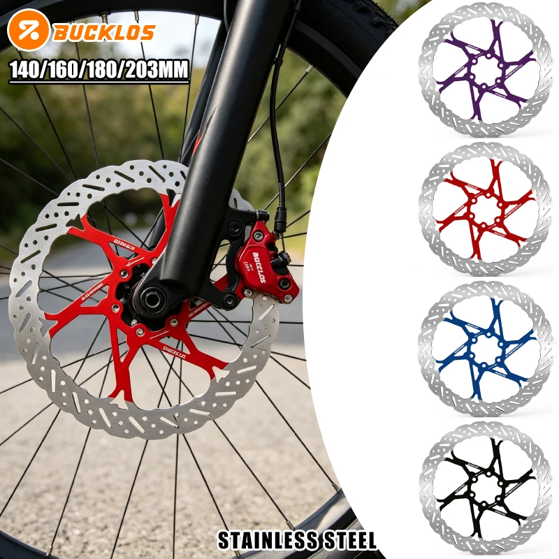 BUCKLOS 140/160/180/203mm Bicycle Brake Disc Road MTB Bike Brake Rotors Stainless Steel Ultralight