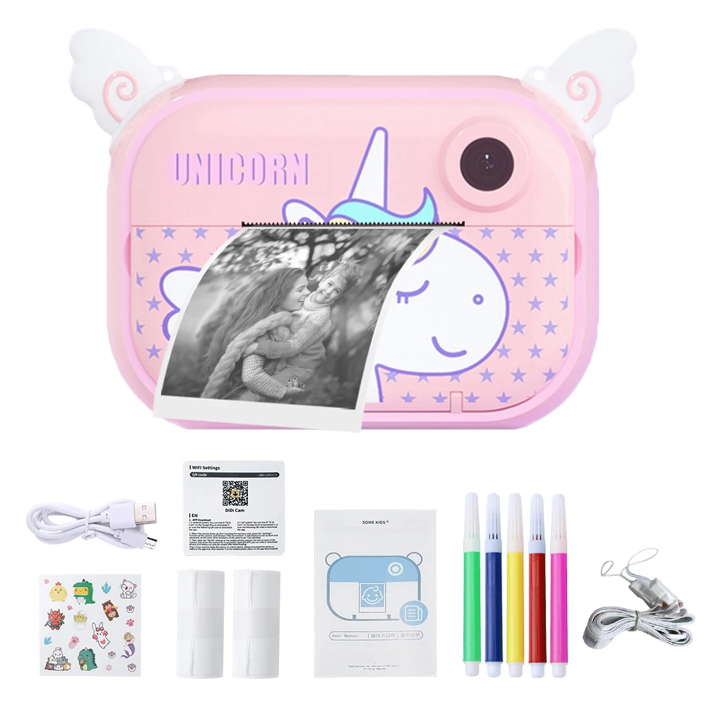 Instant Camera for Kids Digital Camera Toys Black & White Thermal Photo Printer Video Recorder Thermal Printer Toy Children Gift