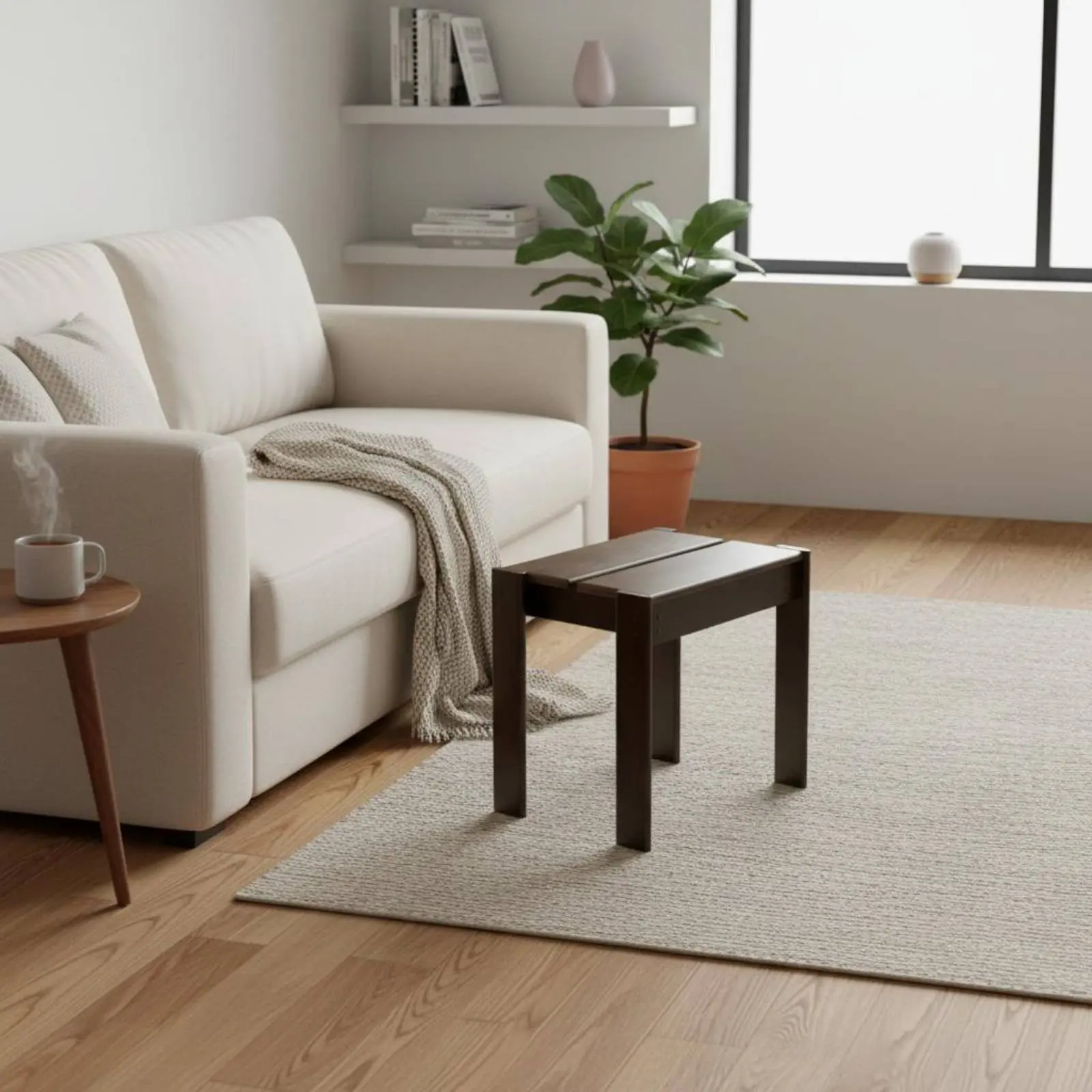 

Wooden Foot Stool Sturdy and Long-Lasting Shoe Changing Bench Footrest Space-Saving Household Furniture Minimalist Design