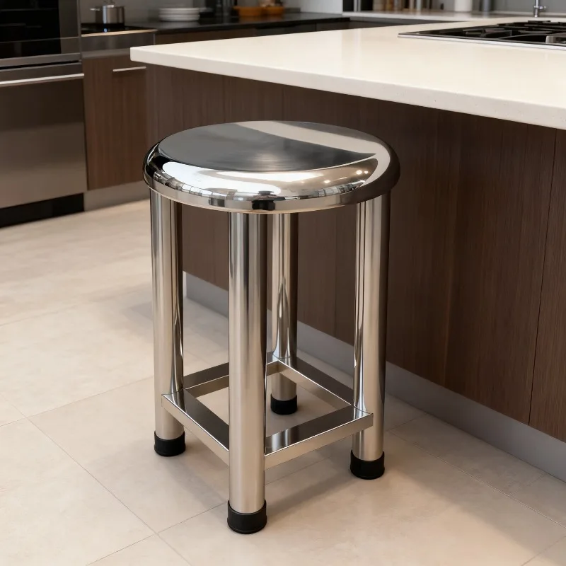 304 Stainless Steel Round Stool Heavy Duty Metal Dining Seat for Kitchen Rustproof Bar Stool for Home Durable Restaurant Stools