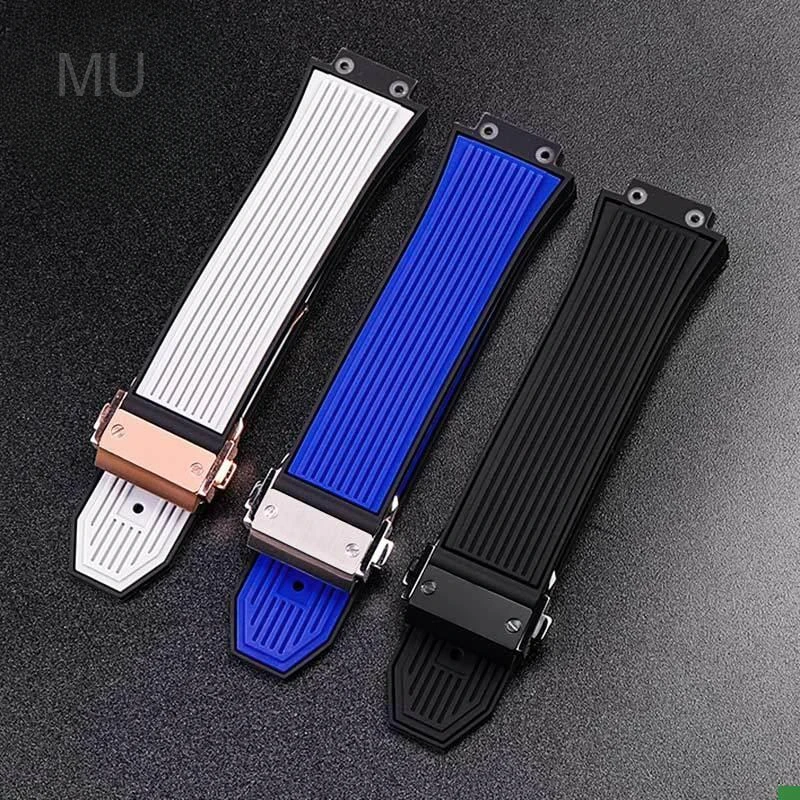 Изысканные силиконовые ремешки с пряжкой из нержавеющей стали для Hublot Yubo серии Big Bang, эластичный водонепроницаемый ремешок 27 X17 мм