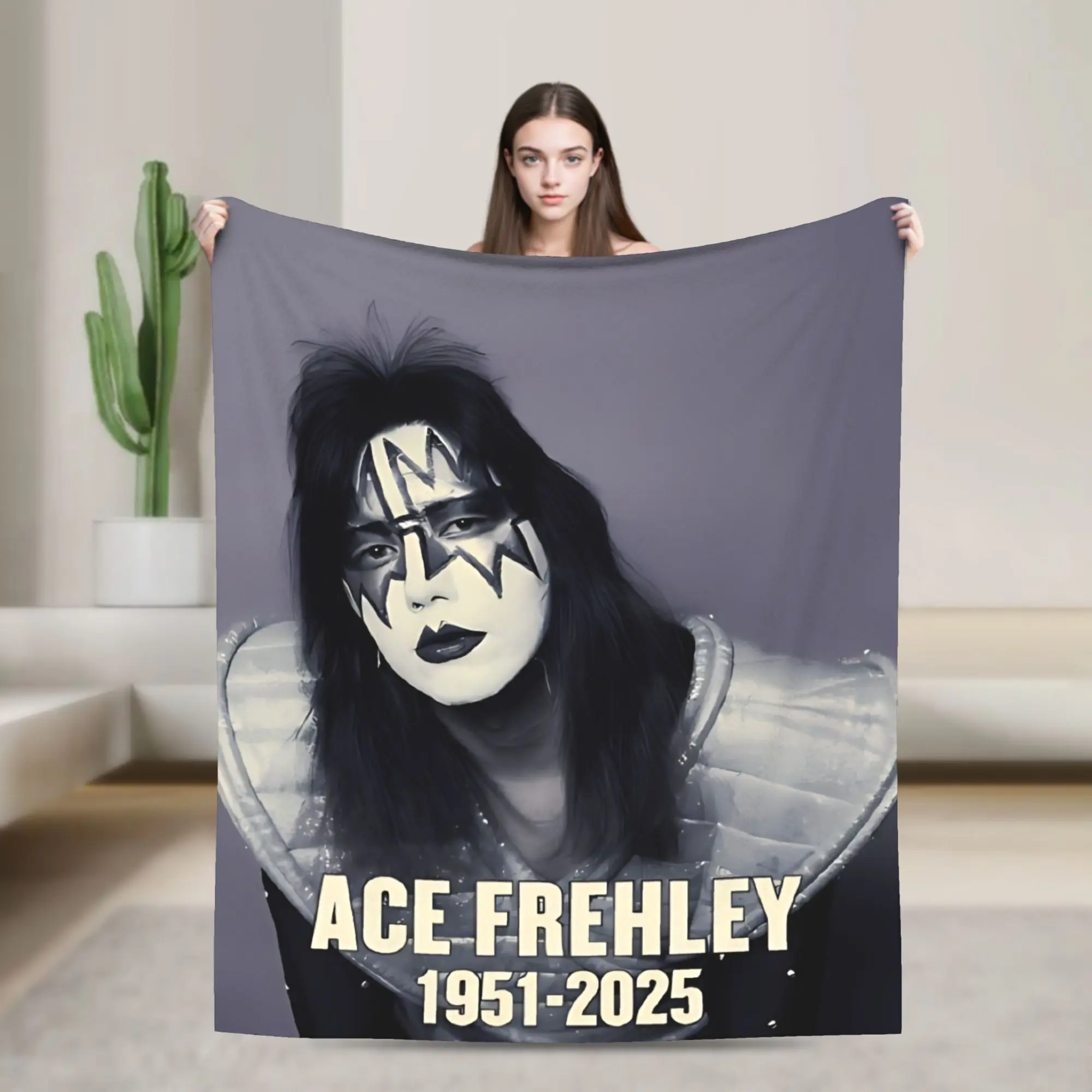

RIP Ace Frehley Spaceman Blanket Cozy Soft Kiss Band Rock Music Throw Blankets for Bed 50x60 Inch Multiple Sizes Bedspread